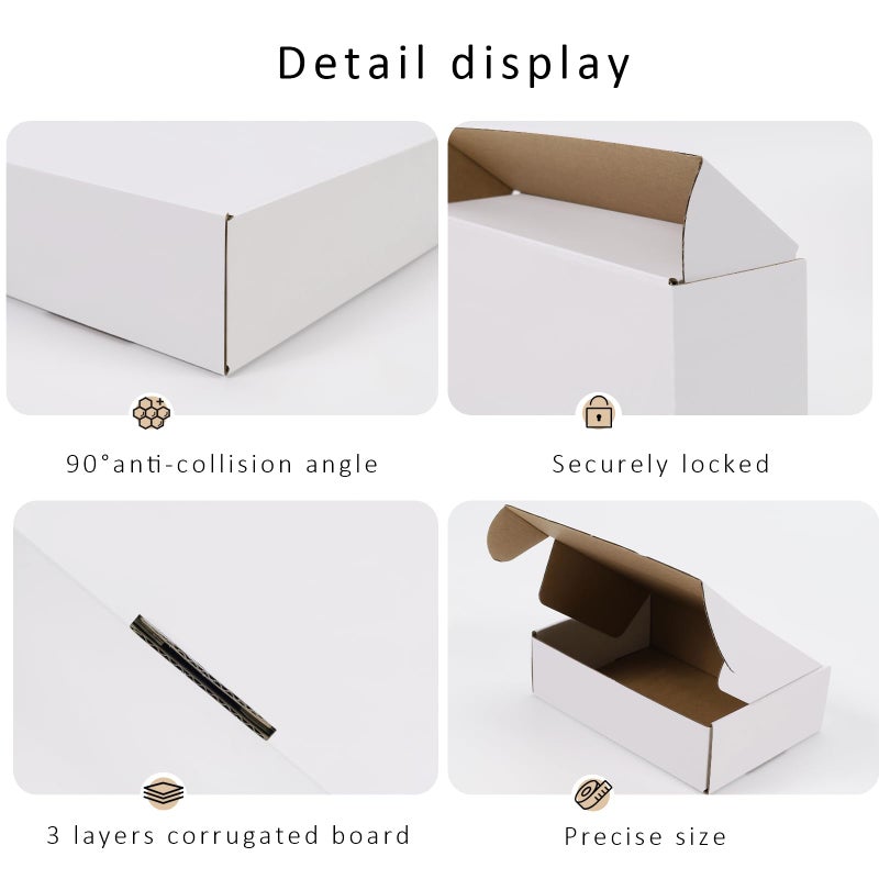 BIOBROWN 7x5x2"" 50 Pack Corrugated Cardboard Boxes Small Shipping Box for Packaging Small Business Mailer Mailing White - Image 5